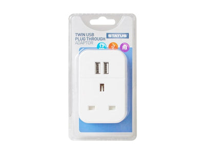 Status 2 Gang USB Adaptor White 2100mA
