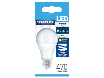 Status International A60 GLS LED 6W Pearl Edison Screw Warm White