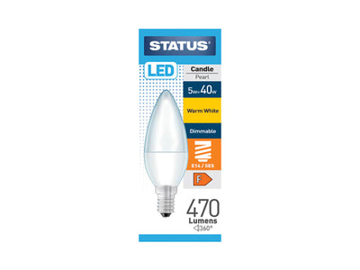 Status Candle LED 5.5W Pearl SES Dimmable Warm White Boxed