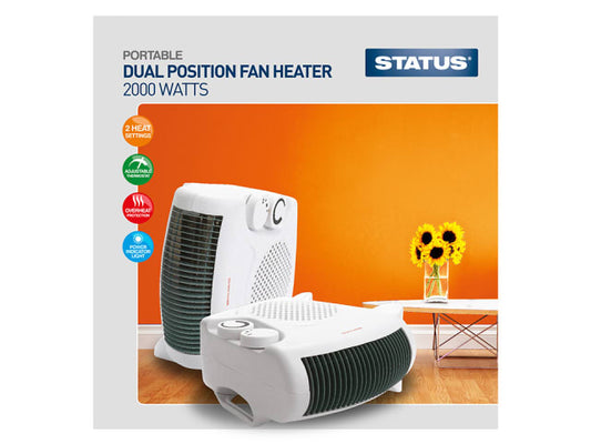 Fan Heater Dual Position 2kW 2 Heat Settings FH2P-2000W1PKB