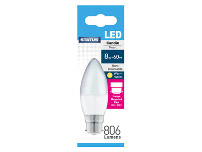 Status International Candle LED 8W 806 Lumens Bayonet Cap Warm White