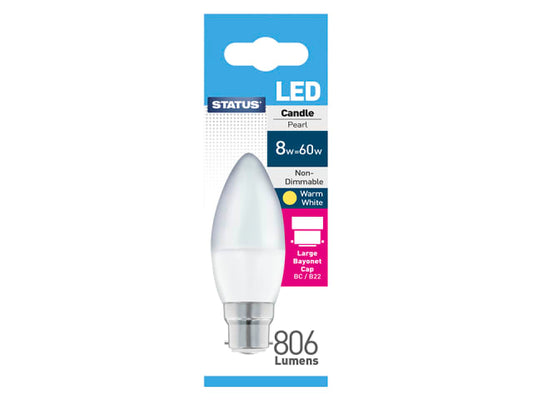 Candle LED 8W 806Lumens Bayonet Cap Boxed