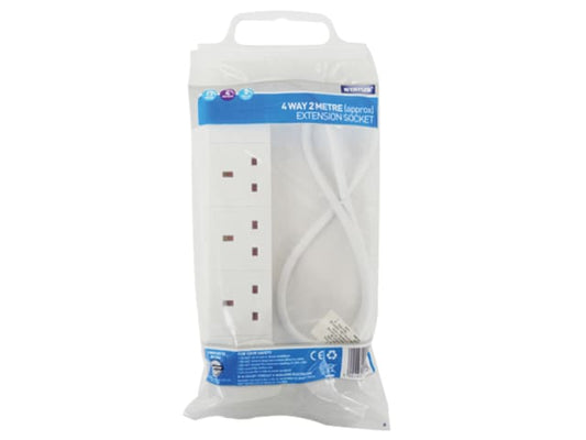 Extension Socket 4 Way 2m White