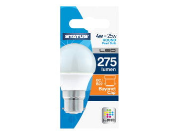 Status Round LED 3W 275 Lumens Pearl Bayonet Warm White Boxed