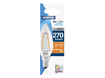 Status International Candle Filament LED 2W 270 Lumens ES/E27 Clear Warm White