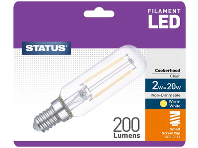 Status International Cookerhood Filament LED 2W 200 Lumens Small Edison Screw Clear Warm White