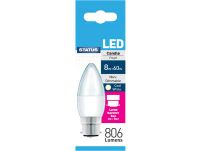 Status International Candle LED 8W 806 Lumens Bayonet Cap Cool White
