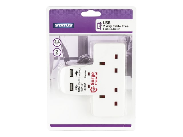 Status International Cable Free Socket 2 Way + 2 USB S2W2USBCFS12