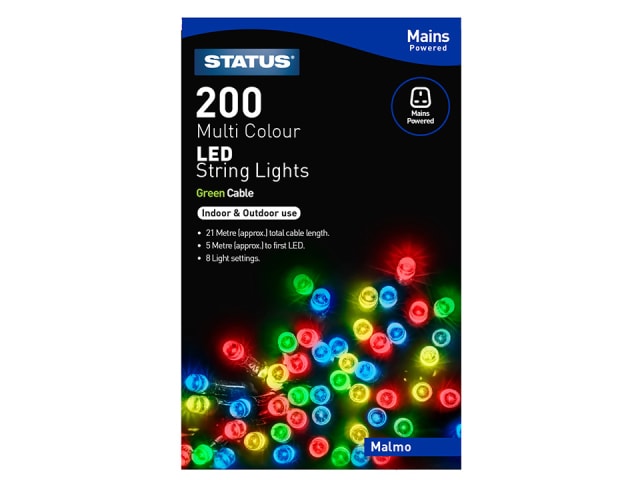 Malmo Xmas Lights x200LED Multi-Function Multi-Coloured