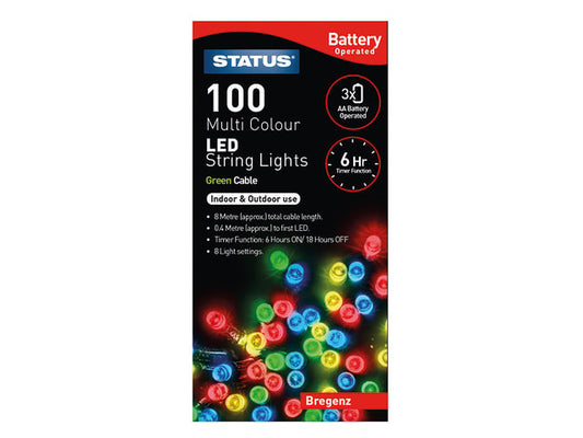 Bregenz Battery String Lights + Timer 100LED Multi-Coloured