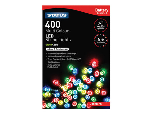 Dornbirn Battery Operated String Lights + Timer 400L Multi-Coloured