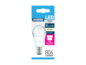 Status GLS Dimmable LED 8.5W Bayonet Cap Cool White Pearl