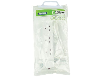 Status Extension Socket Switched + Neon 4 Way 1m White