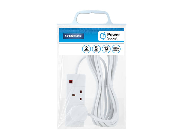 Extension Lead + Neon 2 Way 5m White 2WS5MCP20
