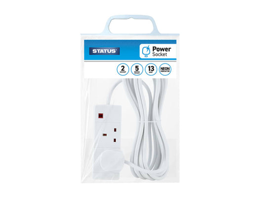 Extension Lead + Neon 2 Way 5m White 2WS5MCP20
