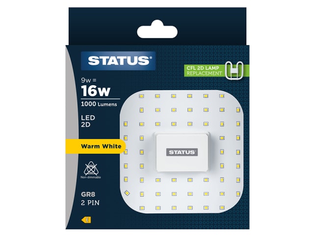 Status 2D LED 9W 2 Pin Warm White S9LW2D2PIN1PKB6