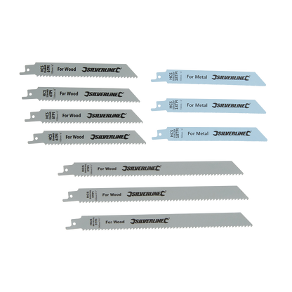 Silverline Reciprocating Saw Blades Wood & Metal 10pc HCS
