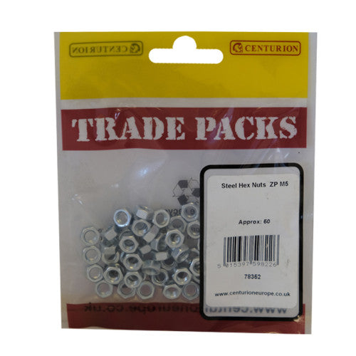 Centurion Steel Hex Nuts ZP M5 50 Pack 78352