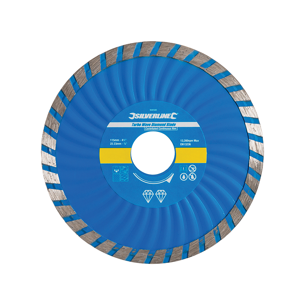 Silverline Turbo Wave Diamond Blade 115 X 22.23mm Castellated
