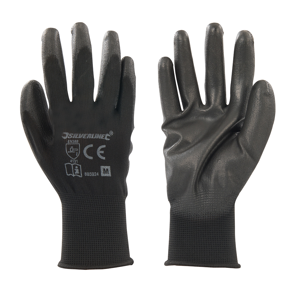 Silverline Black Palm Gloves Medium 8 885924