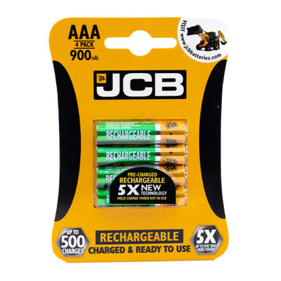 JCB Rechargeable Battery AAA 900mAh Pack 4