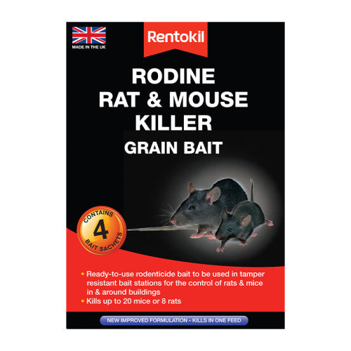 Rentokil Rodine Rat & Mouse Killer Grain x4 PSMR12B