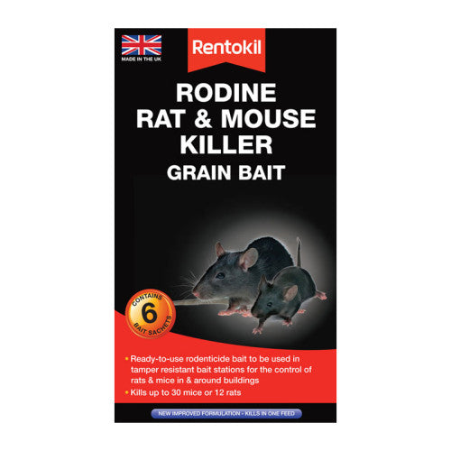 Rentokil Rodine Rat & Mouse Killer Grain x6 PSMR13B