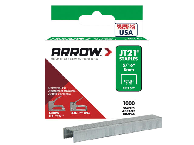 Arrow JT-21 Staples 8mm (5/16in) x 1000 A215