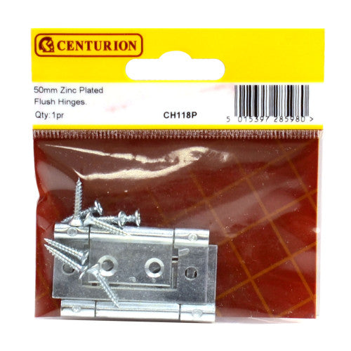 Centurion 50mm BZP Flush Hinges 1 Pair CH118P