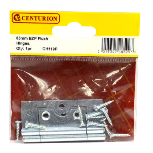 Centurion 60mm BZP Flush Hinges 1 Pair CH119P