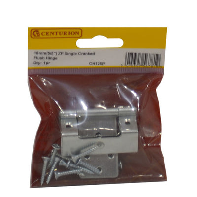 Centurion ZP Single Cranked Flush Hinge 16mm 1 pair CH126P