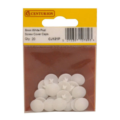 Centurion White Pozi Screw Cover Caps Pack 20 CJ121P