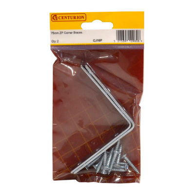Centurion Corner Brace 75mm ZP Pack of 2 CJ16P