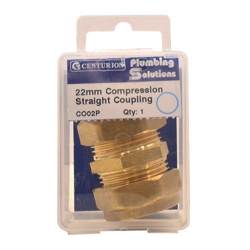 Centurion 22mm Brass Compression Straight Coupling CO02P
