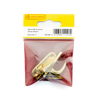 Centurion 40mm Brassed Victorian Tassle Hook Pack of 2 CW19P