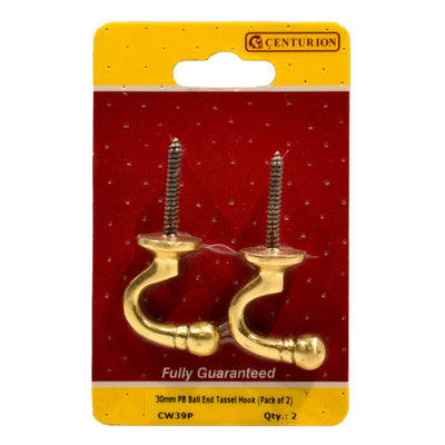 Centurion 30mm Brass Ball End Tassel Hooks 2 Pack CW39P