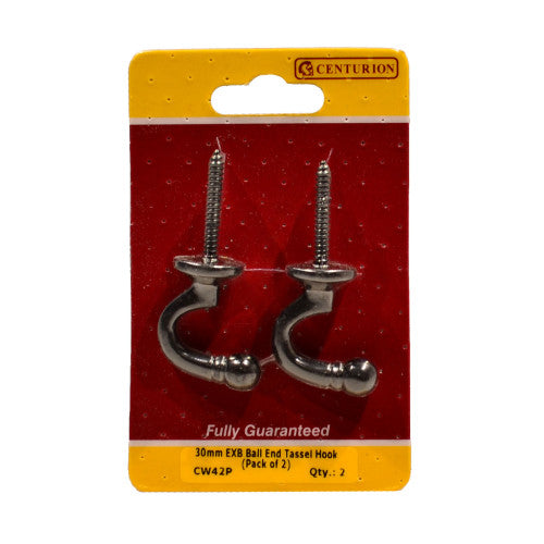 Centurion Ball End Tassel Hooks 30mm Black Pack 2 CW42P