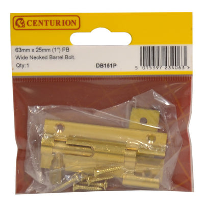 Centurion Wide Necked Barrel Bolt 63mm x 25mm DB151P