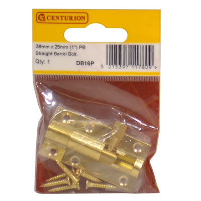 Centurion Brass Straight Barrel Bolt 38mm x 25mm DB16P