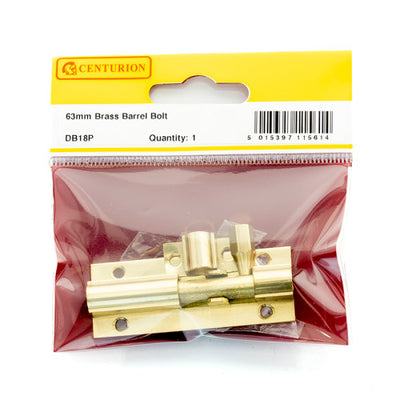 Centurion Barrel Bolt Polished Brass 63x25mm DB18P