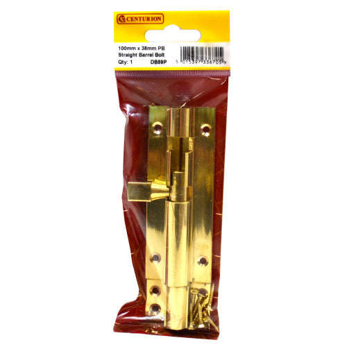 Centurion Barrel Bolt Polished Brass 100x38mm DB59P