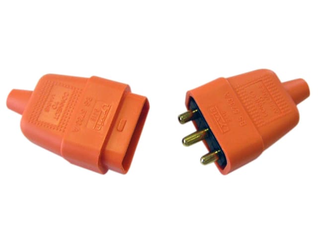 Dencon 3 Pin Rubber Connector Plug 10A Orange 9416ORNB