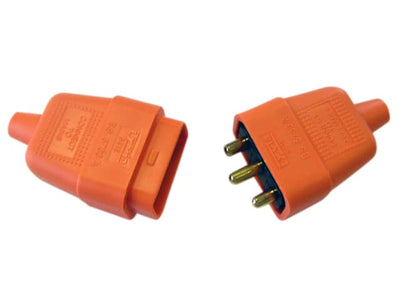 Dencon 3 Pin Rubber Connector Plug 10A Orange 9416ORNB