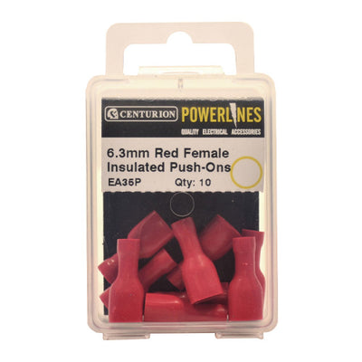 6.3mm Red Female Insulated Push-Ons Pack 10 EA35P