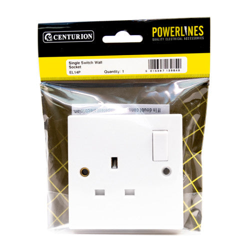 Centurion 13 Amp 1 Gang Switched Wall Socket EL14P