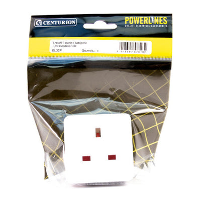 Centurion Travel Adaptor UK to Continental Europe EL32P