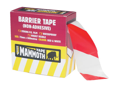 Everbuild Mammoth Barrier Tape Red/White 72mm x 500m