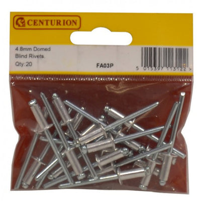 Centurion FA03P 4.8mm x 12.6mm Domed Blind Rivets Pack 20