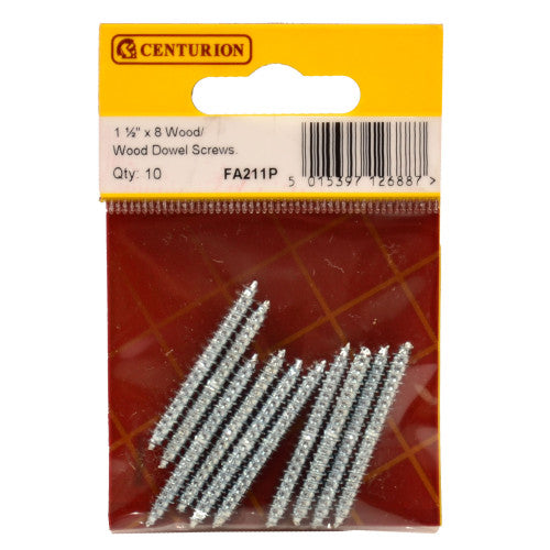 1 1/2" x 8" SC Wood/Wood Dowel Screws  (Pack of 10)