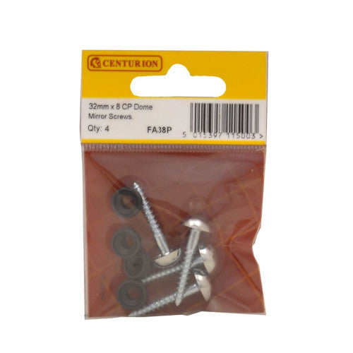 Centurion 30mm x 8 Chrome Dome Mirror Screws Pack 4 FA38P